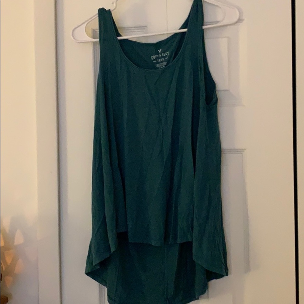 Blue flowy tank